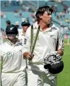  ??  ?? Stephen Fleming walks off Eden Park after the Black Caps’ win over South Africa in 2004.