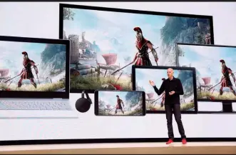  ??  ?? BOA NOVA Phil Harrison, vice-presidente do Google, mostra como funcionará o Stadia, que será lançado em novembro: 60 quadros por segundo