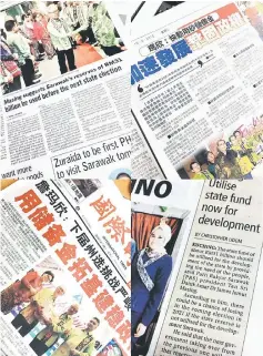  ??  ?? Various newspaper reports on Masing’s statement.