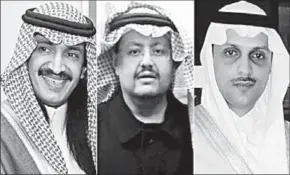  ??  ?? Van links naar rechts: prins Sultan Turki bin Bandar, prins Sultan bin Turki en prins Saud bin Saif al-Nasr, die in het Westen ontvoerd en naar hun vaderland werden gebracht. (Foto: BBC.COM)