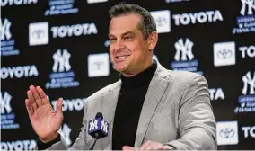  ?? Seth Wenig / Associated Press ?? New York Yankees manager Aaron Boone speaks during a news conference at Yankee Stadium, Dec. 21, in New York.