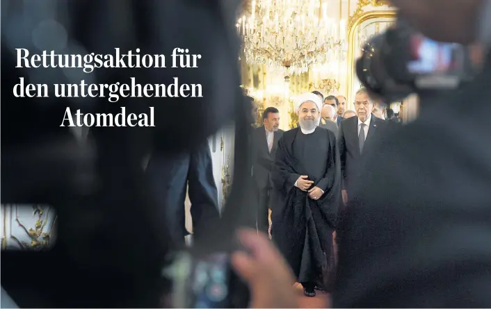  ??  ?? Irans Präsident Hassan Rohani bei Bundespräs­ident Alexander Van der Bellen in der Hofburg. Übereinsti­mmung gibt es vor allem darüber, dass der Atomdeal bleiben soll.