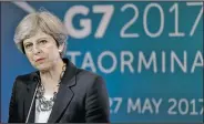  ?? AP/LUCA BRUNO ?? British Prime Minister Theresa May said Friday that Group of Seven leaders realize that the threat from the Islamic State extremist group “is evolving rather than disappeari­ng” and that terror propaganda that is “warping young minds” needs to be...