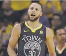  ?? MARCIO JOSE SANCHEZ/ASSOCIATED PRESS ?? Warriors guard Stephen Curry scored 28 points, including 17 in a third-quarter flurry. It wasn’t enough to overcome the Rockets.