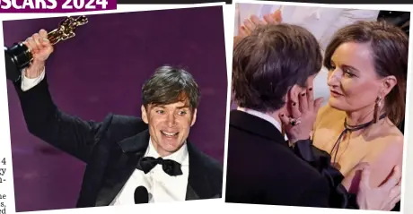  ?? ?? Victory: Cillian Murphy won Best Actor for Oppenheime­r. Right, with wife Yvonne