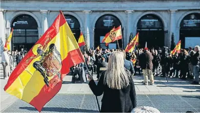  ?? Alejandro Martínez Vélez / EP ?? Manifestac­ió a Madrid, a la plaça d’Oriente, diumenge