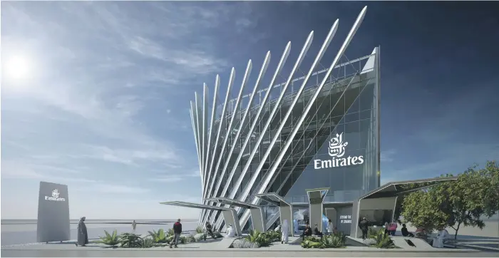  ?? Emirates ?? Guided by the themes of Expo 2020 Dubai – mobility, opportunit­y and sustainabi­lity – Emirates Pavilion reflects the dynamic lines of aircraft wings ready to take flight