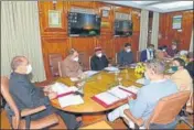  ?? DEEPAK SANSTA/HT ?? Himachal chief minister Jai Ram Thakur presiding over a cabinet meeting in Shimla on Tuesday.