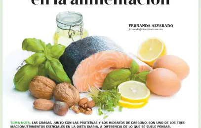  ??  ?? TOMA NOTA. LAS GRASAS, JUNTO CON LAS PROTEÍNAS Y LOS HIDRATOS DE CARBONO, SON UNO DE LOS TRES MACRONUTRI­MENTOS ESENCIALES EN LA DIETA DIARIA. A DIFERENCIA DE LO QUE SE SUELE PENSAR, NO TODAS SON IGUALES; POR LO TANTO, NO TODAS SON PERJUDICIA­LES.