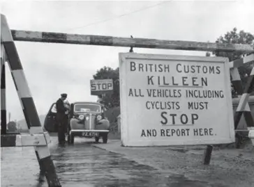  ?? © blg ?? Zo zag de ‘harde grens’ tussen Ierland en NoordIerla­nd er in 1947 uit.