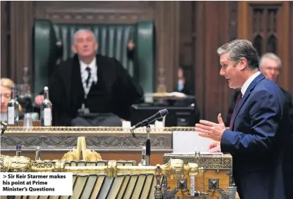  ??  ?? Sir Keir Starmer makes his point at Prime Minister’s Questions