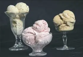  ?? Rebecca Droke/Post-Gazette ?? Homemade ice cream: Burnt almond, left, strawberry and coffee.