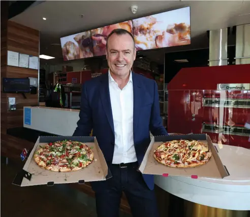  ?? Picture: ANNETTE DEW ?? SPICY RESULTS: Domino's CEO Don Meij has cut the forecast for sales growth at the pizza chain.