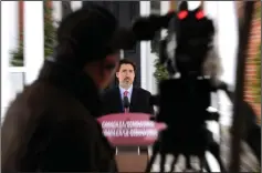  ?? CP PHOTO SEAN KILPATRICK ?? Prime Minister Justin Trudeau addresses Canadians on the COVID-19 pandemic from Rideau Cottage in Ottawa on Thursday.