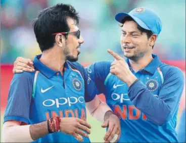  ?? BCCI ?? In the ODI series win, Kuldeep Yadav (right) has taken 17 wickets at 13.88 while Yuzvendra Chahal has taken 16 wickets at 16.37.