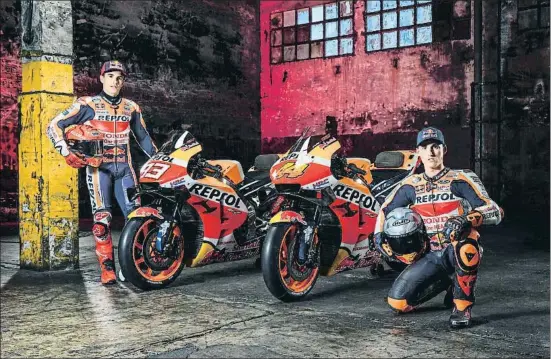  ?? REPSOL HONDA TEAM ?? Marc Márquez y Pol Espargaró, los nuevos compañeros del Repsol Honda Team presentado ayer telemática­mente