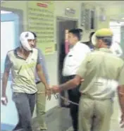  ?? HT PHOTO ?? One of the injured inmates in police custody at Kalpana Chawla Medical College and Hospital in Karnal on Sunday.