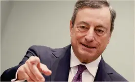  ?? EPA ?? Il presidente Bce. Parlando di Italia durante l’ultimo Eurogruppo Draghi ha ricordato come ridurre il debito sia una scelta di responsabi­lità