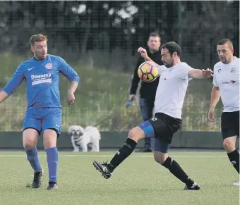  ??  ?? Sunderland Sunday League action between Hendon Athletic (white) and Myers, played at Silksworth Sports Complex.