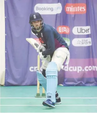 ?? Agence France-presse ?? ↑ England’s James Vince bats in the nets during a practice session on Monday.