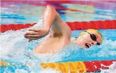  ?? AP ?? Australia’s Mack Horton competes in a men’s 400-metre freestyle heat at the World Aquatics Championsh­ips.