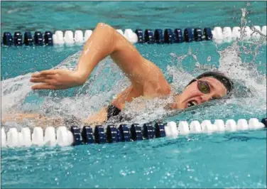  ?? PETE BANNAN — DIGITAL FIRST MEDIA ?? Conestoga’s Caroline Famous was part of Conestoga’s gold-medal winning 200 free relay Saturday. She also took second in the 50 free.