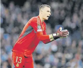  ?? C r  R  in  / R ut rs ?? Lunin, durante el partido entre el City y el Real Madrid en el Etihad