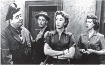  ??  ?? The classic television show “The Honeymoone­rs” starred, from left, Jackie Gleason as Ralph Kramden, Art Carney as Ed Norton, Audrey Meadows as Alice Kramden and Joyce Randolph as Trixie Norton. At right, their modern-day counterpar­ts are, from left,...