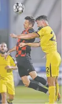  ??  ?? New Mexico’s back line has been largely responsibl­e for the United’s seven shutouts. A key member of the defense is Kalen Ryden, right, who is contesting a header in last week’s playoff win at San Antonio.