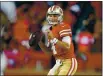  ?? RANDY VAZQUEZ — BAY AREA NEWS GROUP ?? Nick Mullens will start at quarterbac­k Sunday at Dallas, with the 49ers facing playoff eliminatio­n.