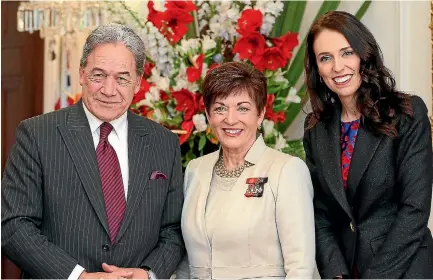  ?? PHOTO: GETTY IMAGES ?? Prime Minister Jacinda Ardern, deputy Winston Peters and Governor-General Dame Patsy Reddy during the swearing-in ceremony.