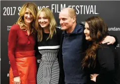  ?? — AP ?? Left to right, Laura Dern, Judy Greer, Woody Harrelson and Isabella Amara, cast members in "Wilson," pose together at the premiere of the film at the Eccles Theatre during the 2017 Sundance Film Festival on Sunday in Park City, Utah.