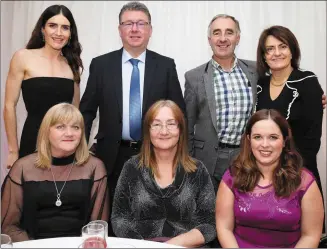  ??  ?? Above: Siobhán Murphy (Group Sales &amp; Marketing Manager Corkman/Kerryman), Brenda Cahill (CEO Cork City Partnershi­p), Louise Bourke and Triona Murphy (IRD Duhallow), James McAuley, Councillor John Joe Culloty and Mary Tattan (former Manager AIB Kanturk) pictured at the 2017 Awards.