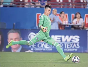  ??  ?? Goalkeeper Jesse Gonzalez, 22, has played for FC Dallas in Major League Soccer since 2015. JEROME MIRON, USA TODAY SPORTS