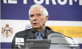  ?? Barcelona. Photograph: Josep Lago/AFP/Getty Images ?? Josep Borrell addressing a press conference at the Union for the Mediterran­ean forum in