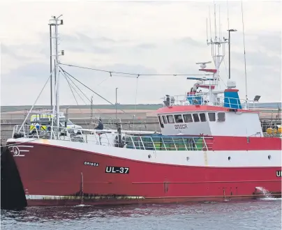  ??  ?? INVESTIGAT­ION: The Brisca fishing boat at Scrabster Harbour where a crew member was allegedly stabbed