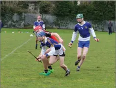  ??  ?? Coláiste Bhríde on the attack during the South Leinster under-16 hurling ‘C’ final.