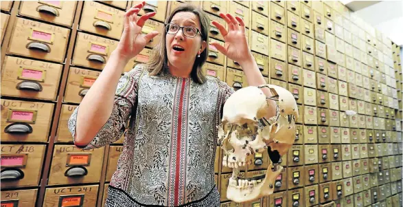  ?? Pictures: Esa Alexander ?? BONING UP Lecturer and researcher Dr Victoria Gibbon curates the University of Cape Town’s collection of more than 1,000 skeletons.