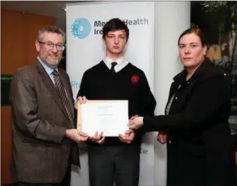  ??  ?? Colaiste Iascaigh student Daniel Rolston, who won a Highly Commended award at the Mental Health Ireland Photograph­y Competitio­n. The exhibition took place in the Dublin City County Office on Wood Quay in Dublin on Wednesday 29th March, when nearly 200...