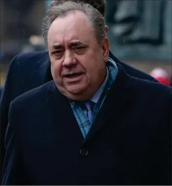  ?? Picture: Gordon Terris ?? Former first minister Alex Salmond leaves the High Court in Edinburgh after the start of his trial