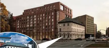  ??  ?? Am Holstenwal­l soll ein „The Fizz“(240 Apartments) für „gut verdienend­e Berufseins­teiger, Unternehme­n und Pendler“entstehen (s. oben). Das historisch­e weiße Gebäude wollte der Investor abreißen. Doch da legten Bezirk und Oberbaudir­ektor ein Veto ein.