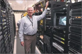  ?? SEAN D. ELLIOT/THE DAY ?? William Pearson, CEO of Thames Valley Communicat­ions, in the company’s data center last week.