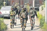  ?? WASEEM ANDRABI/HT FILE ?? Army personnel at the site of an encounter in Pulwama’s Pampore area, on August 20, 2021.