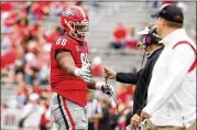  ?? JASON GETZ/JASON.GETZ@AJC.COM ?? UGA’S Jalen Carter (88) could be the next first-round defensive lineman coach Kirby Smart’s program produces in 2023.