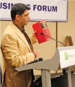  ?? Photo: Office of the Attorney General ?? Attorney-General and Minister for Economy Aiyaz Sayed-Khaiyum during the Fiji Business Forum 2016 at the Holiday Inn in Suva yesterday.