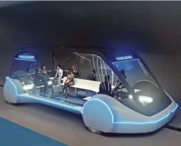  ?? AP ?? This artist’s rendering provided by The Boring Co. shows a high-speed electric vehicle for “the fast lane to Chicago’s future.”