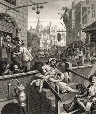  ??  ?? ‘Gin Lane’, 1751, by William Hogarth
