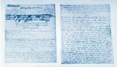  ?? Foto: dpa ?? Mittels digitaler Technik wurden die beiden verklebten Seiten aus Anne Franks Tage buch sichtbar gemacht.