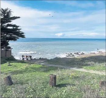  ?? LISA WRENN ?? The walking trail between Fiscalini Ranch Preserve and Moonstone Beach wends its way through one of Cambria’s neighborho­ods but still has plenty of views — and places for the public to stop and enjoy them.