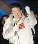  ?? AFP/ GETTY IMAGES ?? Japanese Prime Minister Shinzo Abe’s Liberal Democratic Party won a big election victory Sunday.